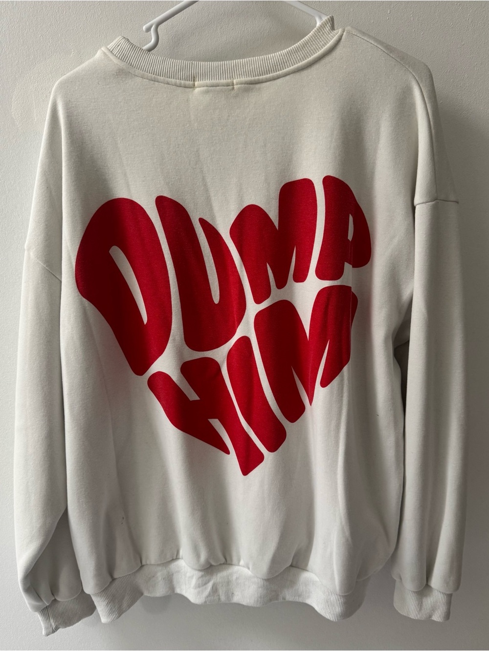 Adika Cream Crewneck Sweatshirt with Red Heart Graphic